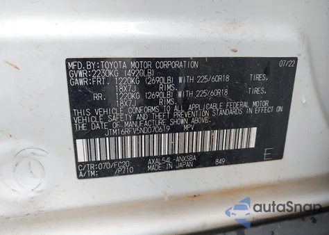 2022 Toyota Rav4 Se z USA, uszkodzony, nr VIN JTM16RFV5ND070619
